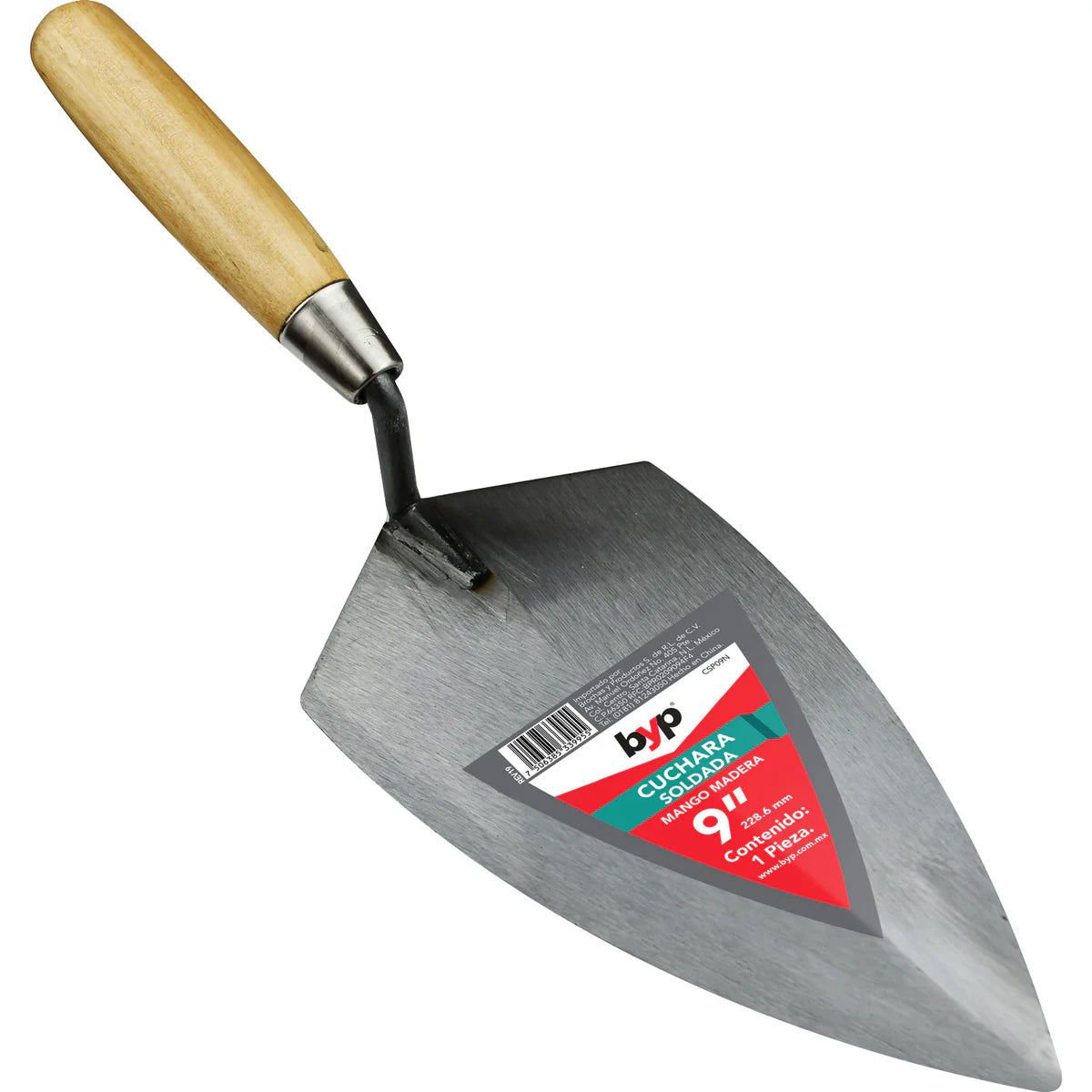 CUCHARA SOLDADA MANGO MADERA 9"
