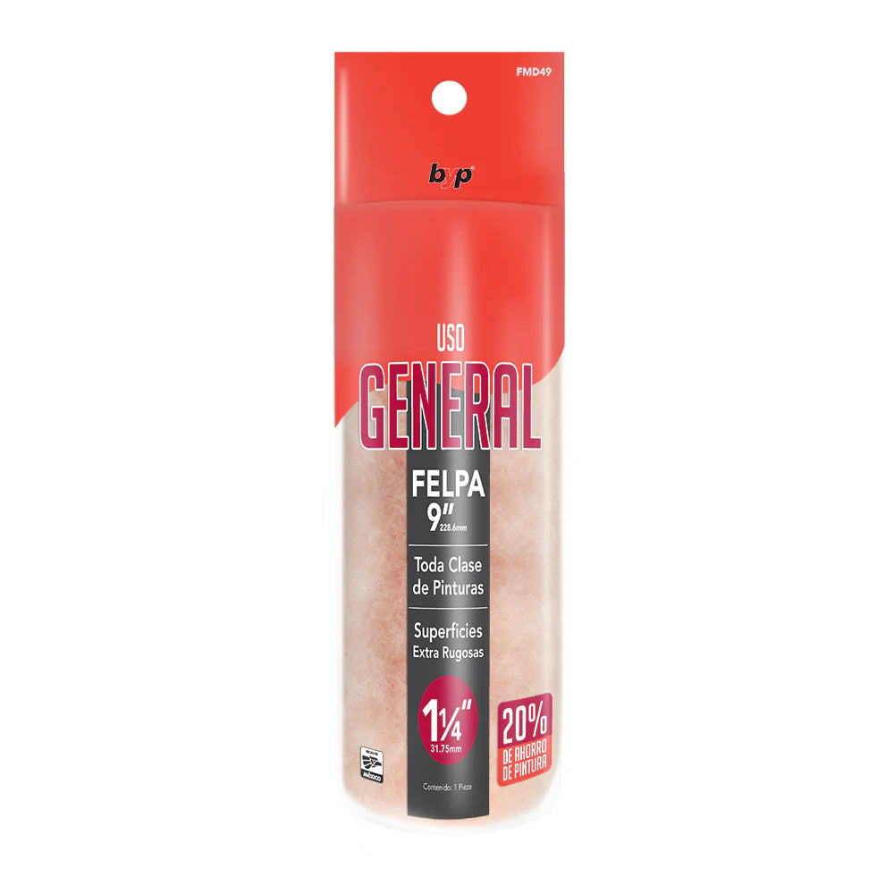 FELPA 9" ALTA DENSIDAD 1-1/4"