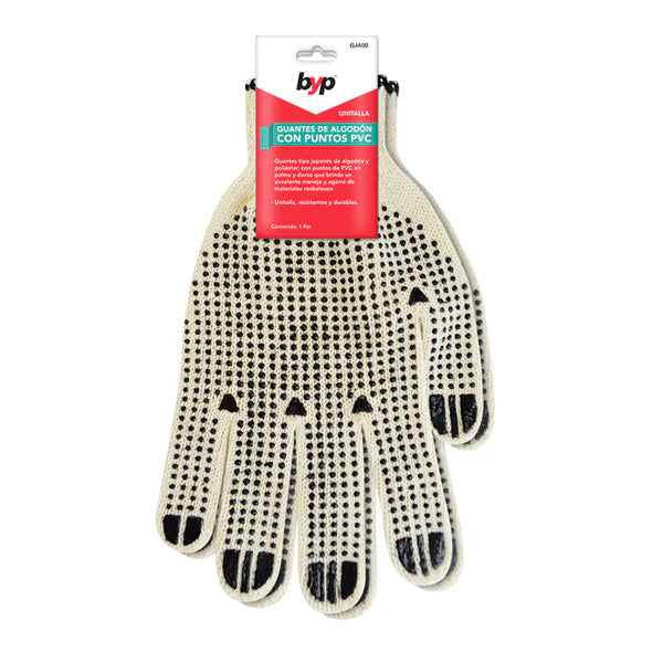 GUANTES DE ALGODÓN CON PUNTOS PVC (UNITALLA  PAR)