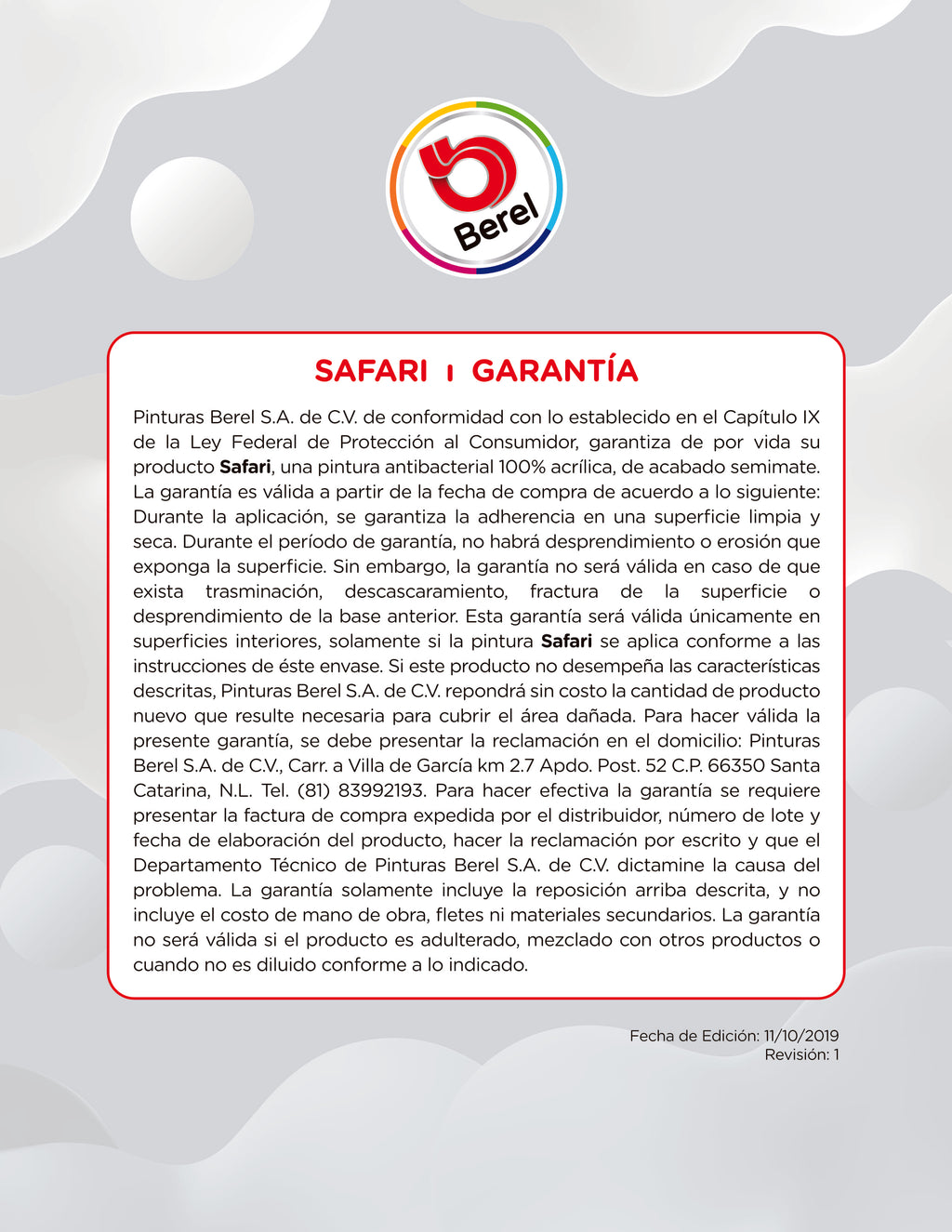 Safari - Pintura Berel 100% Acrilica  - Interiores & Exteriores