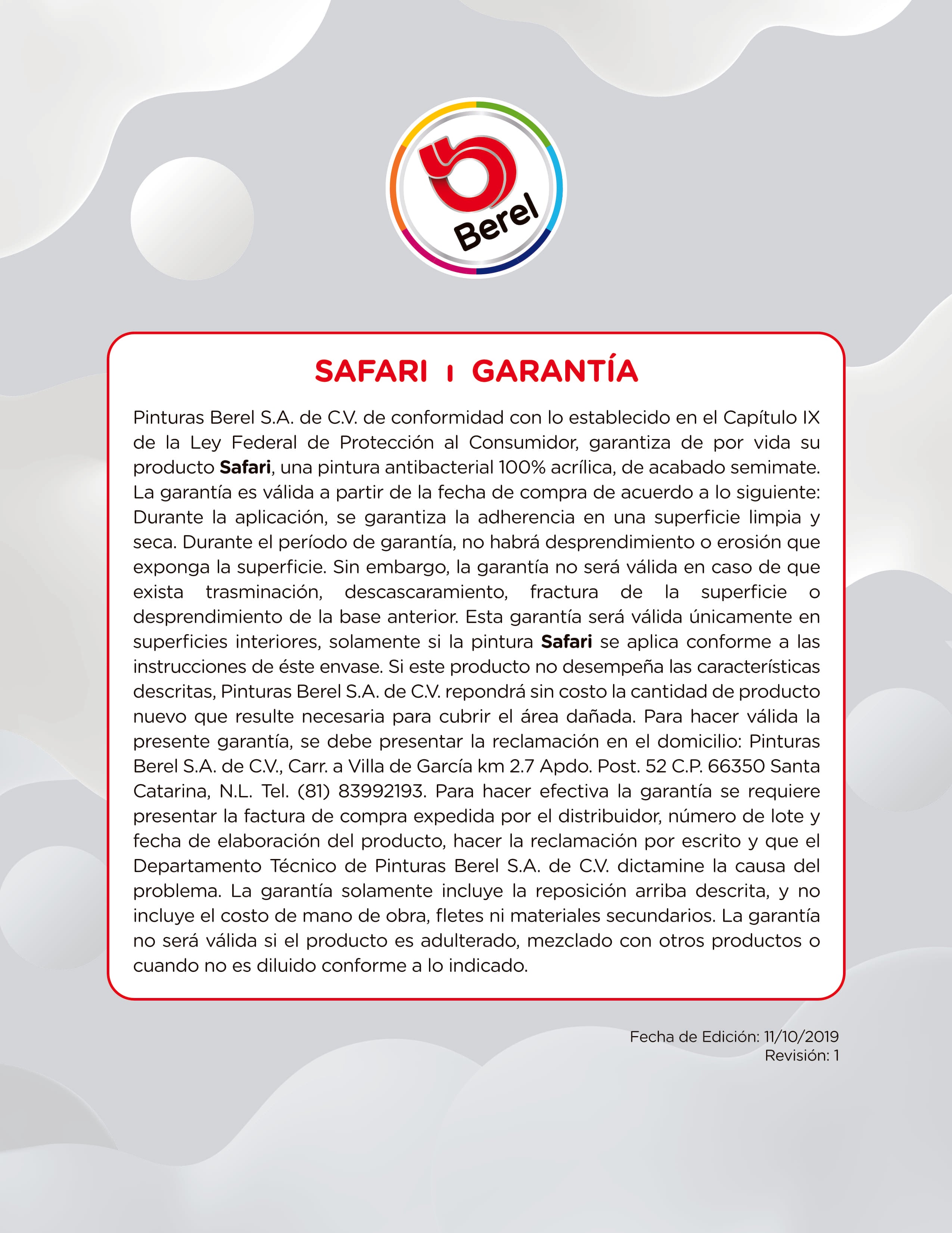 Safari - Pintura Berel 100% Acrilica  - Interiores & Exteriores